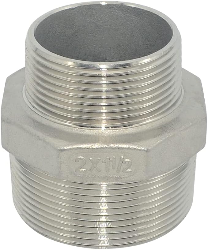 2" x 1-1/2" Male Threaded Reducing Nipple Fitting/Adapter,Stainless Steel SS304 NPT Pipe Hex Reducer