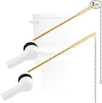 Hygie Rinse 2PCS Metal Toilet Handle Lever Flush Replacement, Universal Front Mount Toilet Handle with Stainless Steel Flapper Chains, Toilet Repair Kit, White