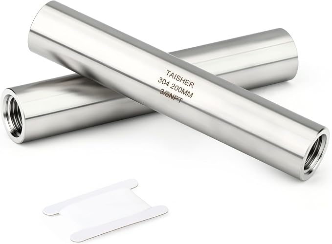 TAISHER 2PCS Stainless Steel Pipe Fittings, 3/8" NPT Female x 3/8" NPT Female Threaded, 8" Length Thickened Nipple Cast Pipe