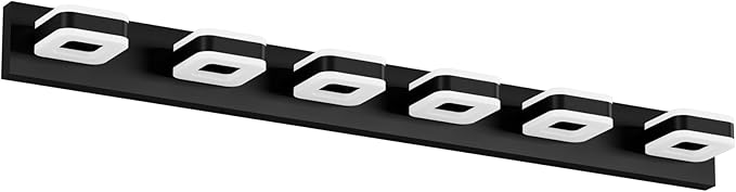 Tipace LED Modern Bathroom Vanity Light Fixtures (6-Light, 47.2-Inch),Acrylic Black Bathroom Wall Lighting Fixtures Over Mirror (Cool White 5500K) with Rotatable Vanity Lights Heads