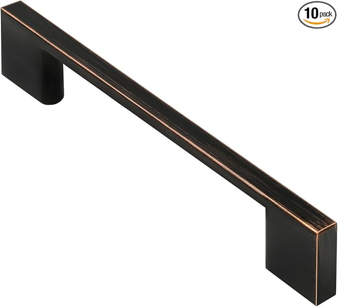 Alzassbg 10 Pack Oil Rubbed Bronze Cabinet Pulls, 5 Inch(128mm) Hole Centers Rectangle Cabinet Handles Kitchen Pulls for Drawers and Cabinets AL3051ORB