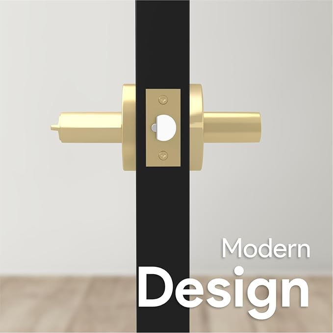 Mega Handles Ronn Entrance Entry Lever Door Handle Heavy Duty Round Locking Lever Set for Left or Right-Handed Doors, Interior/Exterior Door Levers - Satin Brass (2 Pack) Keyed Alike