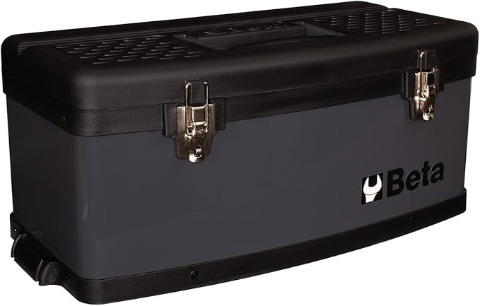Beta C41H Two-Module Rolling Metal Tool Chest, Detachable Metal Tool Box, Telescopic Handles, Grey