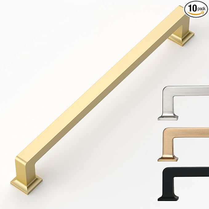 10 Pack Gold Cabinet Hardware - 8.8 Inch Pulls and Handles for Cabinets