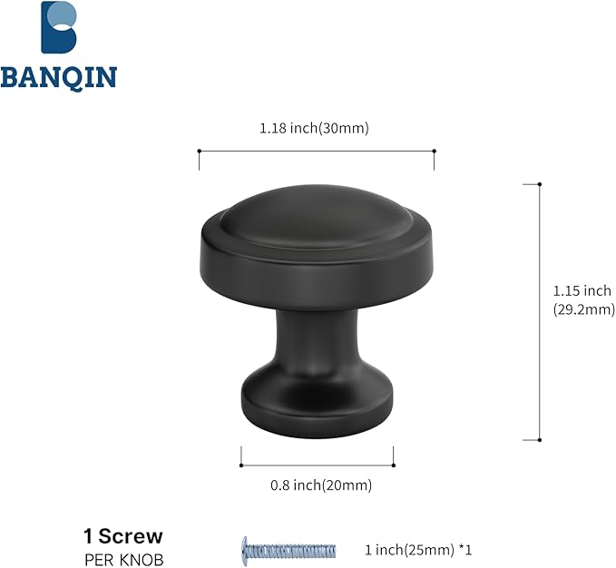 30 Pack Black Cabinet Knobs Kitchen Cabinet Knobs Black Kitchen Hardware for Dresser Drawers，Aluminum Alloy
