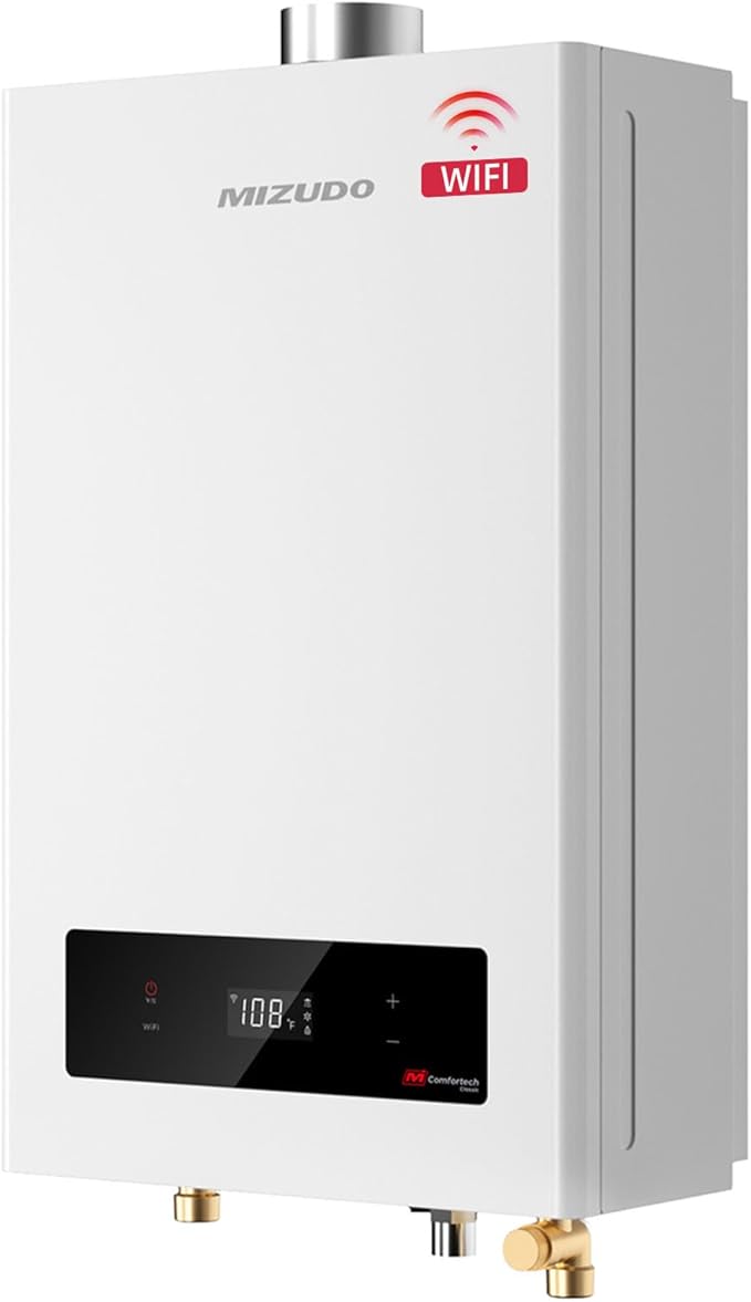 MIZUDO Tankless Water Heater Propane, Indoor or Outdoor Convertible Installation, Max 5.1 GPM 120,000 BTU, WiFi&APP Control CSA Certified for Large Families Whole House, GEN 3