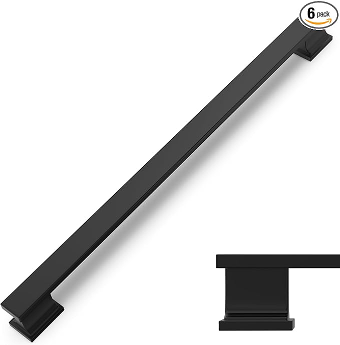 COTYKILEY 6 Pack 10 Inch(256mm) Matte Black Cabinet Handles Black Kitchen Cabinet Pulls Cabinet Door Handles Kitchen Cabinet Hardware Cupboard Drawer Pulls Dresser Handles