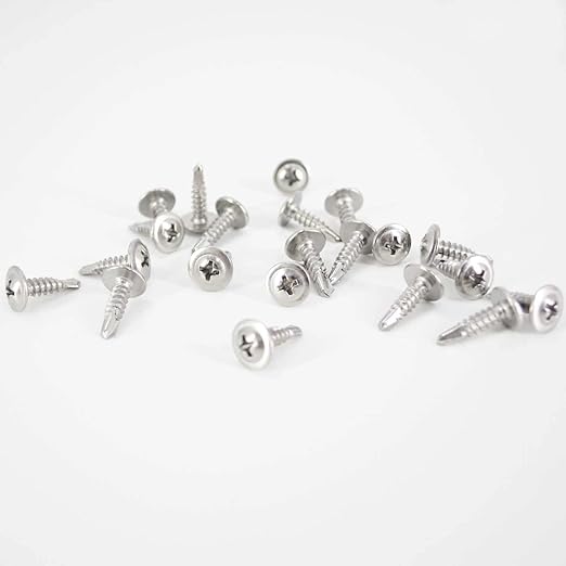 QSJ 120PCS #8 x 5/8'' Sheet Metal Screws 410 Stainless Steel Truss Head Fast Self Tapping Screws with Screwdriver Bit Silver