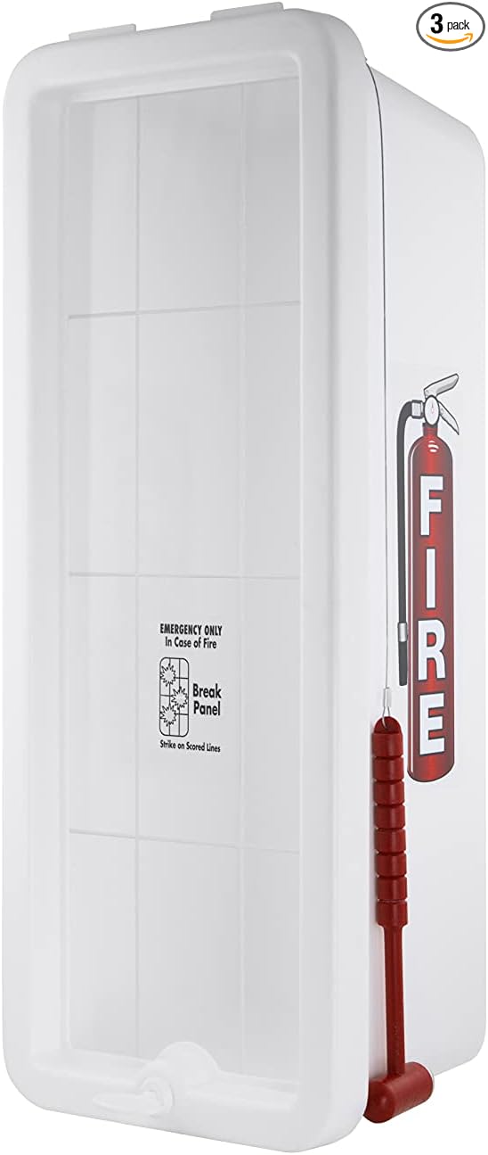 Fire Extinguisher Cabinet Fire Extinguisher Box Outdoor Fire Cabinet Mounted Fire Extinguisher Cabinet Fire Extinguisher Cover (White with Hammer Attachment, Rx350, Plastic, 5 Pounds, 3, AKA1)
