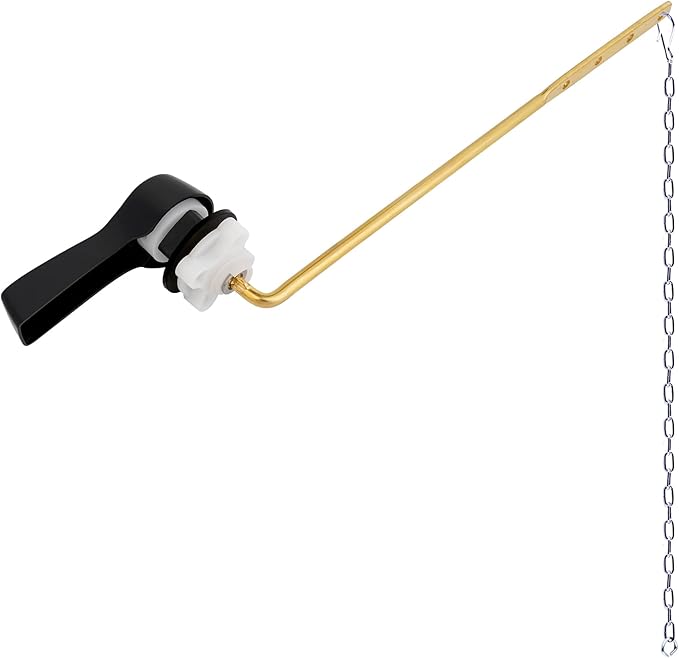 Hibbent Universal Metal Front Mount Toilet Handle Replacement Kit, Brass Toilet Flush Tank Lever with Stainless Steel Flapper Chains for Most Toilets, Matte Black Finish
