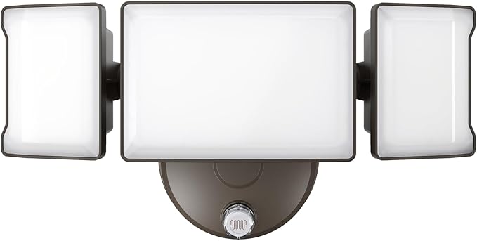 Olafus 60W Flood Lights Dusk to Dawn Outdoor Lighting, IP65 Waterproof LED Security Light with Photocell, 6000LM Dusk Dawn Outside Light, 6500K Brown Exterior Floodlight for Yard Garden Porch