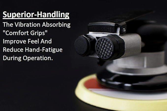 AirVANTAGE Industrial Grade Random Orbital Air Sander Non-Vacuum With Low-Profile Pad, 1/4 in. NPT Air Inlet (5": 3/32- PSA Vinyl)