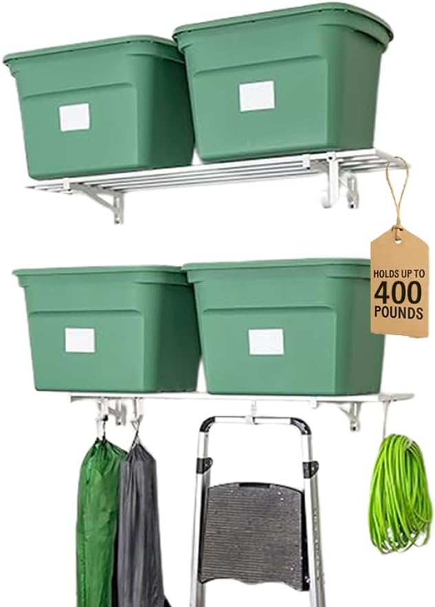 StoreYourBoard 2-Pack Heavy Duty Wall Shelves 2ft x 4ft – Wall-Mounted Garage Storage Shelving and Organization for Sheds, Closets, or Utility Rooms – Holds 200 lbs - White