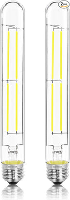 8.9IN LED Light Bulbs E26 Base, 6W 800LM 5000K Daylight White T10 T9 Vintage Edison Bulbs Dimmable, AC 120V Equal 80 Watt Clear Glass Long Tubular Filament Bulb, UL Listed - 2Pack