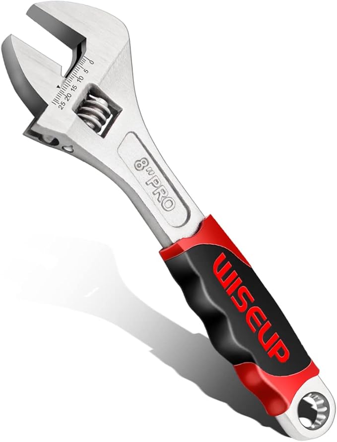 WISEUP Adjustable Wrench 8 Inch Professional Cr-V Forged With Anti-Slip Grip Wrenches Set Small Crescent Style Hand tools