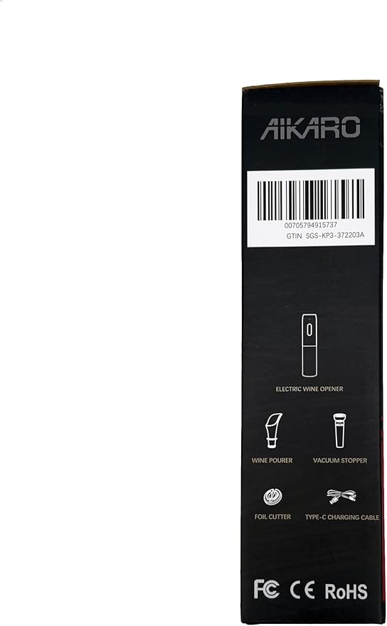 AIKARO - Electric Wine Bottle Opener Automatic Corkscrew, Rechargeable (Set A)