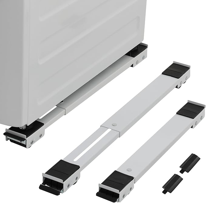 LUCKUP Heavy Duty Appliance Rollers, Extendable Washing Machine Stand Furniture Rollers Mobile Fridge Base Furniture Sliders for Refrigerators Washer and Dryer Support 660 lbs, White