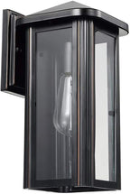 GLOBE Electric 44060 Clarence 1-Light Outdoor Indoor Wall Sconce, Oil Rubbed Bronze, Clear Glass Shade, Bulb Included