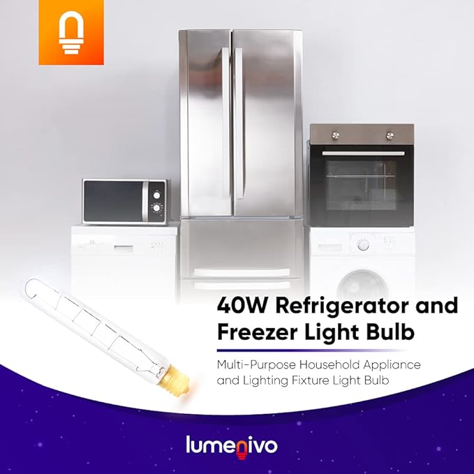 lumenivo 40 Watt 130 Volt T6.5 Refrigerator Light Bulb ー Replaces 40w 120v Freezer Light Bulb Subzero 500 Series Refrigerator Freezer ー Intermediate Base E17 ー Clear Incandescent Bulb ー 1 Pack
