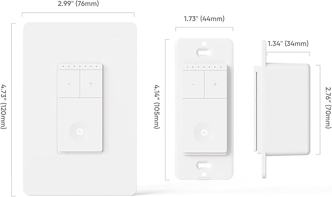TREATLIFE Smart Dimmer Switch, Neutral Wire Needed, 2.4Ghz Wi-Fi Light Switch, Works with Alexa and Google Assistant, Schedule, Remote Control, FCC Listed, Single Pole (1 Pack)