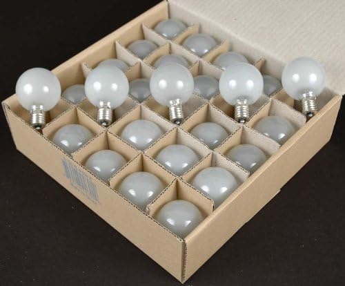 Novelty Lights Incandescent G50 Globe Replacement Bulbs - Outdoor Individual Bulbs for Events, Holiday Parties, Patios, and More - E17/C9 Intermediate Base, 7 Watt Lights (Frosted White, 25 Pack)