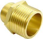 Hooshing 2PCS 1" NPT Male to 3/4" NPT Male Brass Pipe Fittings Reducing Hex Nipples Adapter for Plumbing