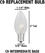 Novelty Lights Incandescent Christmas Replacement Bulbs - Indoor/Outdoor Individual Bulbs for Christmas Tree, Display, & More - C9/E17 Intermediate Base, 7 Watt Lights (Multi, 25 Pack)