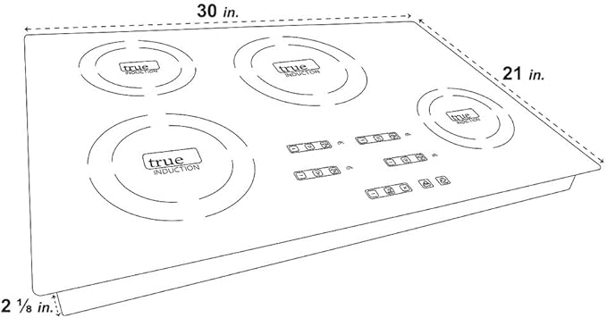 TI-4B 30 inch Built-In 4 Burner Induction Glass-Ceramic Cooktop, 7400W, UL858 Certified