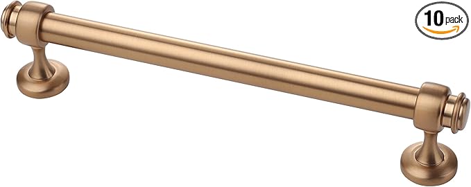 Alzassbg 10 Pack Dark Champagne Bronze Cabinet Pulls, 6-1/4 Inch(160mm) Hole Centers Cabinet Handles Kitchen Hardware Straight Bar for Cabinets and Drawer AL3082TGP