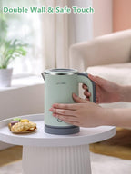 Small Electric Kettle Stainless Steel, 0.8L Portable Tea Kettle Auto Shut-off, Low Power Hot Water Kettle for Camping, Travel, Office and More