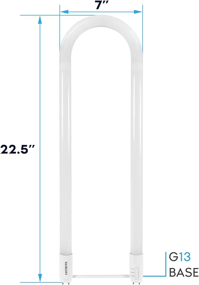 Luxrite U Bend LED Tube Light, T8 T12, 17.5W (32W Equivalent), 3 Colors 3500K | 4000K | 5000K, 2100 Lumens, Fluorescent Light Tube Replacement, Direct or Ballast Bypass, UL Certified, G13 Base, 4-Pack