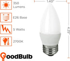 GoodBulb 5 Watt Frosted B11 Light Bulbs LED Restaurant Bulb with E26 Medium Base 2700K Warm White 350 Lumens Restaurant Light Bulbs 10 Pack