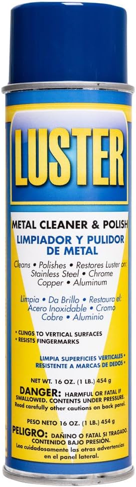 Luster Metal Cleaning Spray: Water-Based Cleaner for Metal Surfaces | Removes Oil, Food Stains, Watermarks | Polishes and Restores Shine to Stainless Steel, Chrome, Copper, Aluminum | No Greasy Film.