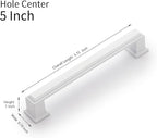 10 Pack 5 Inch(128mm) Hole Center Matte White Modern Cabinet Pulls Kitchen Cabinet Handles Kitchen Cabinet Hardware Timeless Drawer Pulls for Dresser Cupboard Wardrobe, Matte White(5x10)
