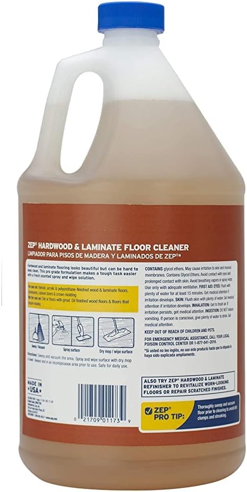 Zep Industrial Hardwood and Laminate Floor Cleaner - 1 Gallon - ZUHLF128 - Removes Spots, Stains and Scuffs. Cleans and Restores Shine