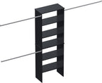 Closet System, 22.5" Wide Organizer with 3 Hanging Rods, Wood Tower Storage for Walk-In Closets, Wall-Mounted Wardrobe Organizer Kit, Black