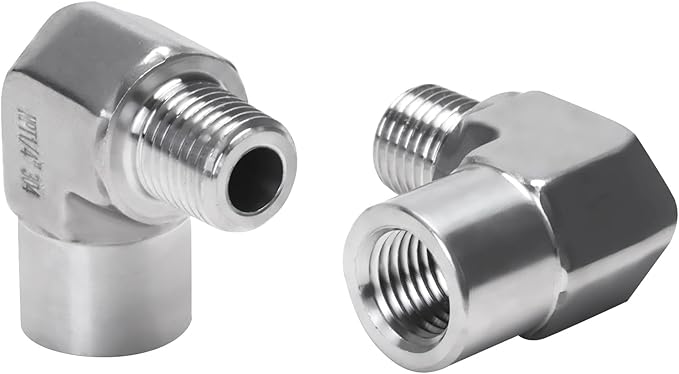 90 Degree Street Elbow - 1/4" NPT Male to 1/4" NPT Female Stainless Steel 304 Heavy Duty Forged Barstock Street Elbow Adapter Pipe Fitting (pack of 2)