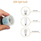 Helunsi E26 E27 Ceramic Lamp Socket with Rotary Knob Switch, Universal Replacement Porcelain ON OFF Turn Switch Light Bulb Socket, E26 Medium Base Lamp Holder with Threaded Nuts and Wire Lead - 2 Pack