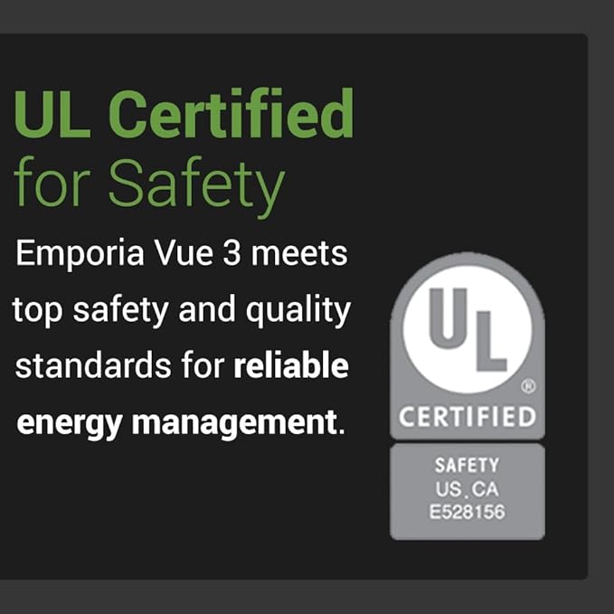 Emporia Vue 3 Home Energy Monitor - Smart Home Automation Module and Real Time Electricity Usage Monitor, Power Consumption Meter, Solar and Net Metering for UL Certified Safe Energy Monitoring
