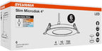 Sylvania 4" Slim Microdisk Downlight, 10W, 5 CCT Select (2700K - 5000K) Recessed Lighting, 700 LMS, 90 CRI, Dimmable, Wet-Rated, White - 6 Pack (61189)