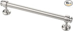 Alzassbg 15 Pack Brushed Satin Nickel Cabinet Pulls, 6-1/4 Inch(160mm) Hole Centers Cabinet Handles Kitchen Hardware Straight Bar for Cabinets and Drawer AL3082SN