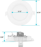 LUXRITE 12-Pack 4 Inch Ultra Thin LED Recessed Lighting, 10.5W, 5 Color Selectable 2700K | 3000K | 3500K | 4000K | 5000K, CRI 90, 750 Lumens, Dimmable LED Wafer Lights, Wet Rated, Baffle Trim