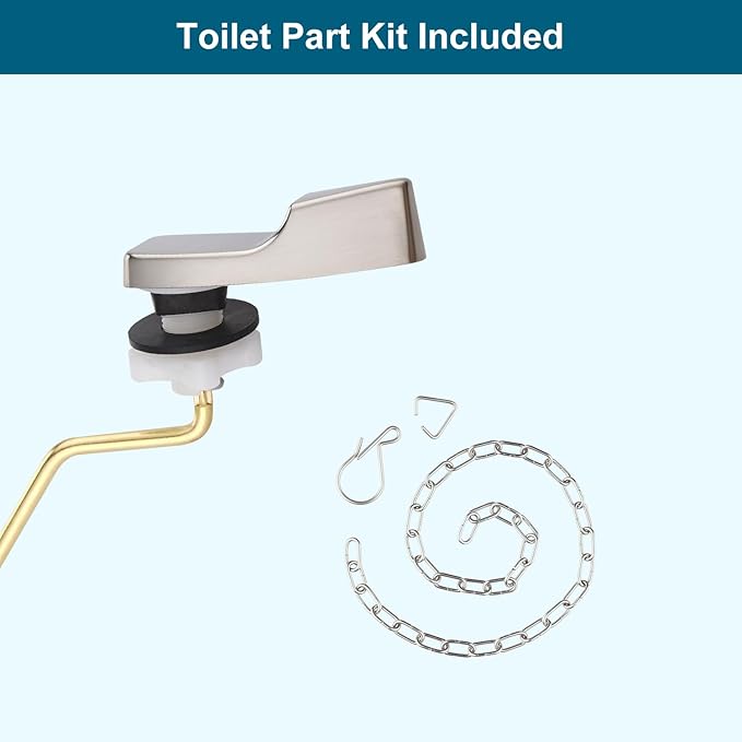 Universal Side Mount Metal Toilet Handle Replacement Kit Compatible with American Standard/Mansfield/Gerber/TOTO/Kohler Toilet, Toilet Tank Flusher Lever with Flapper Chain, Brushed Nickel