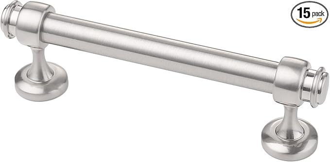 Alzassbg 15 Pack Brushed Satin Nickel Cabinet Pulls, 4 Inch(102mm) Hole Centers Cabinet Handles Kitchen Hardware Straight Bar for Cabinets and Drawer AL3082SN
