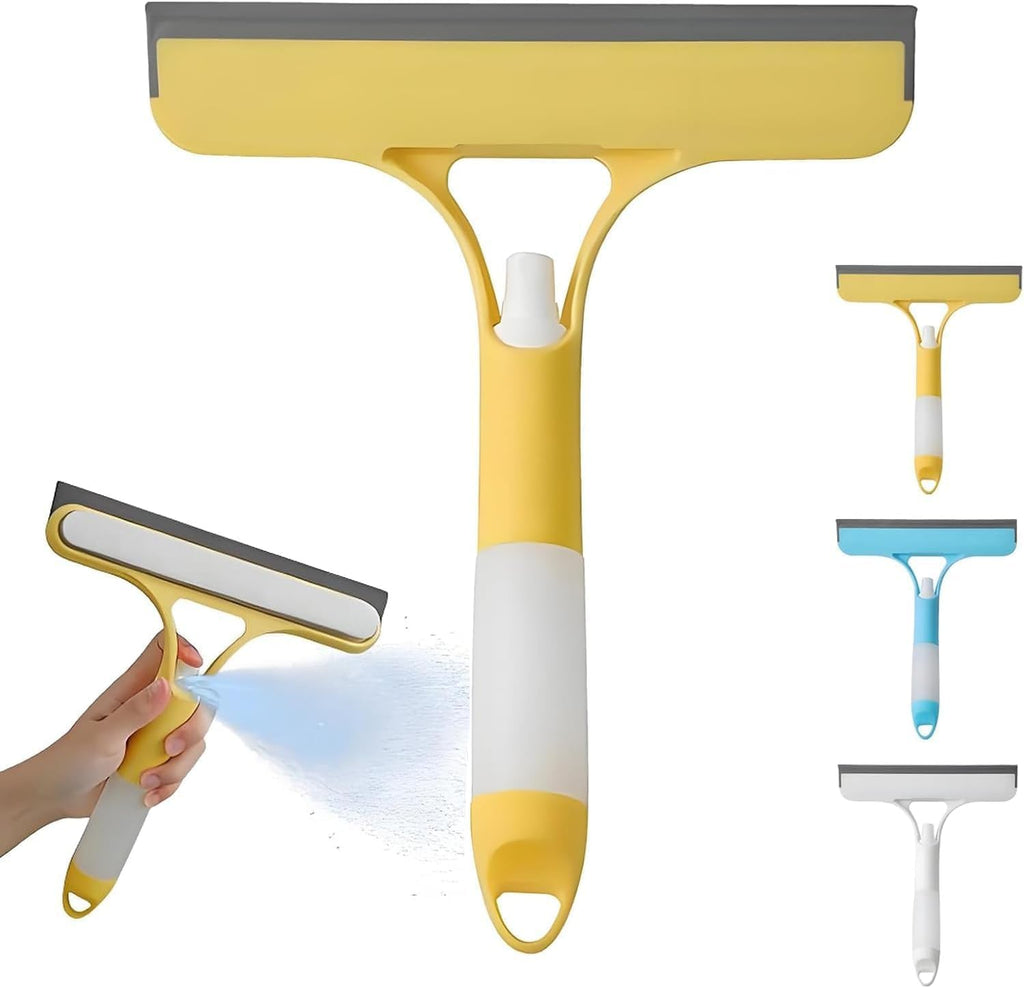 3 in 1 Spray Squeegee, Window Squeegee with Spray 3 in 1 Window Squeegee Cleaner, Easy to Clean Without Streaks for Car, Home, Kitchen Window (Yellow)