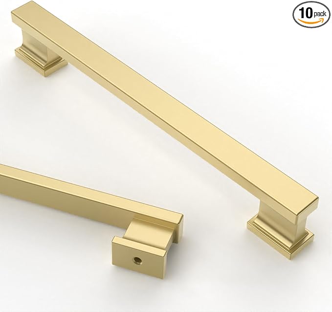 Asidrama 10 Pack 5 Inch(128mm) Brushed Gold Kitchen Cabinet Handles, Cabinet Pulls Kitchen Cabinet Hardware for Cupboard Drawer Pulls