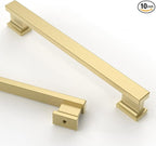 Asidrama 10 Pack 6.3 Inch(160mm) Brushed Gold Kitchen Cabinet Handles, Cabinet Pulls Kitchen Cabinet Hardware for Cupboard Drawer Pulls