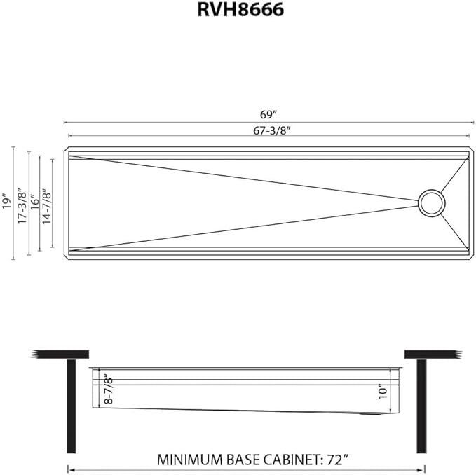 Ruvati 69-inch Undermount Workstation Kitchen Sink – 16 Gauge Stainless Steel Single Bowl with Two-Tiered Ledges & Accessories – RVH8666