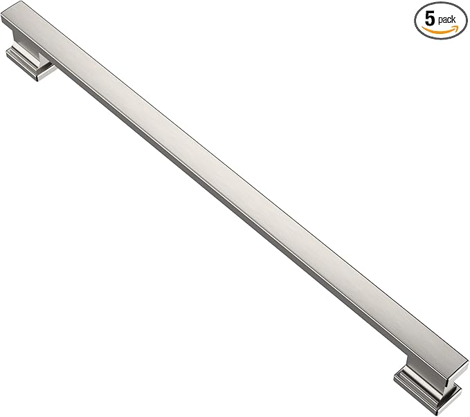 Alzassbg 5 Pack Brushed Satin Nickel Cabinet Pulls, 10 Inch(254mm) Hole Centers Kitchen Cabinet Handles for Cabinets and Drawers AL3061SN