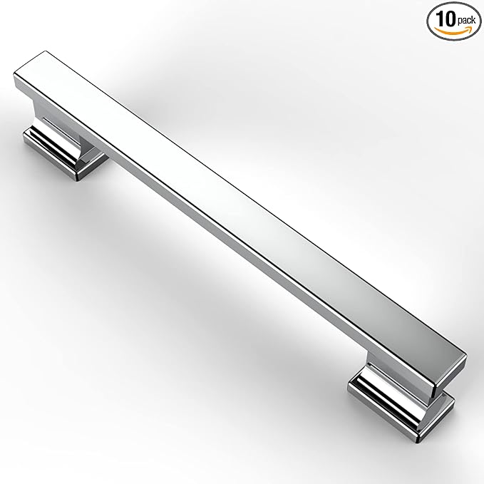 Asidrama 10 Pack 5 Inch(128mm) Polished Chrome Kitchen Cabinet Handles, Cabinet Pulls Kitchen Cabinet Hardware for Cupboard Drawer Pulls